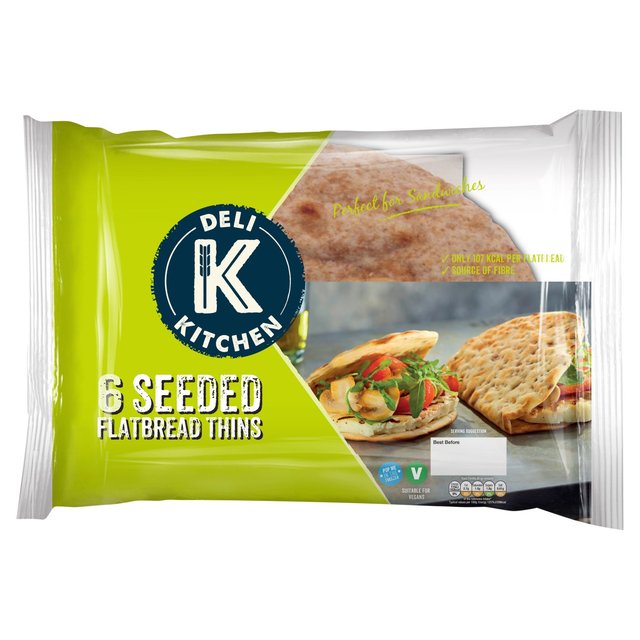 Deli Kitchen Seeded Folded Flatbread Thins, 6 Per Pack