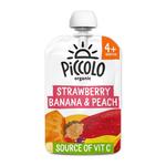 Piccolo Strawberry, Banana & Peach Organic Pouch, 4 mths+