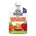 Piccolo Organic Sweet Potato & Beef Meatball Pouch, 7 mths+