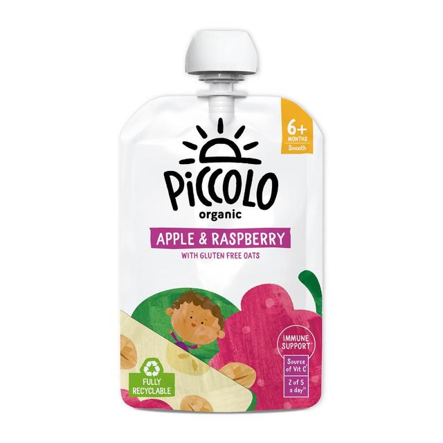 Piccolo Apple & Raspberry Organic Pouch, 6 Mths+, 100g