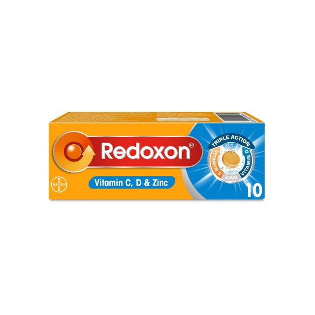 Redoxon Triple Action Vitamin C, D & Zinc Orange Immune Support Tablets, 10 Per Pack