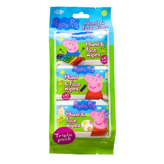 Jellyworks Peppa Pig Hand & Face Wet Wipes Multipack, 3 Per Pack