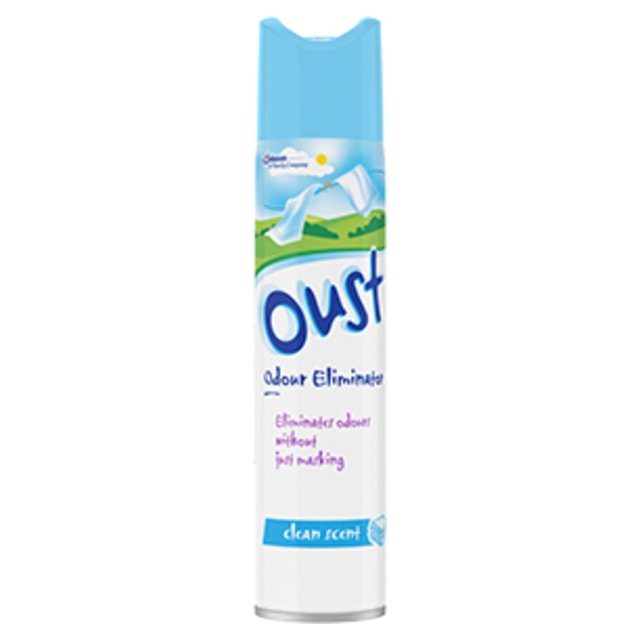Oust Odour Eliminator Aerosol Clean Scent Air Freshener, 300ml