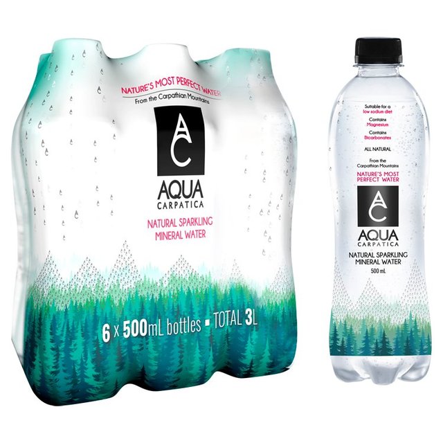 Aqua Carpatica Naturally Sparkling Natural Mineral Water Nitrates Free, 6 x 500ml
