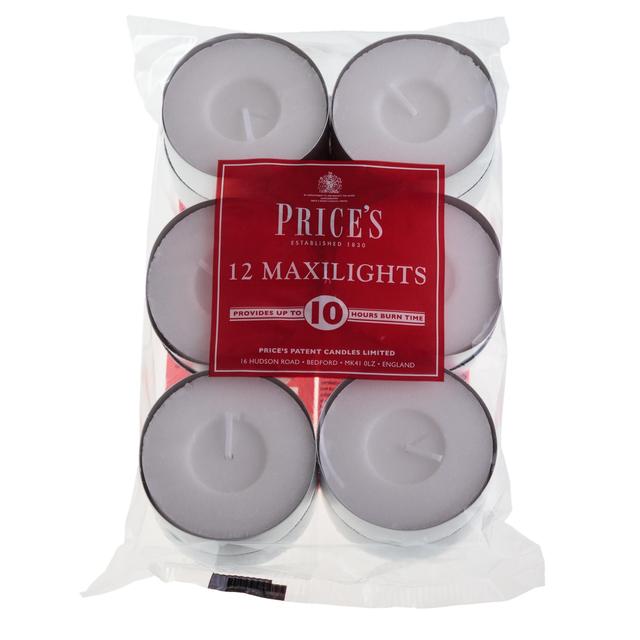 Price’s Candles 10 Hour Maxi Tealights, 12 Per Pack