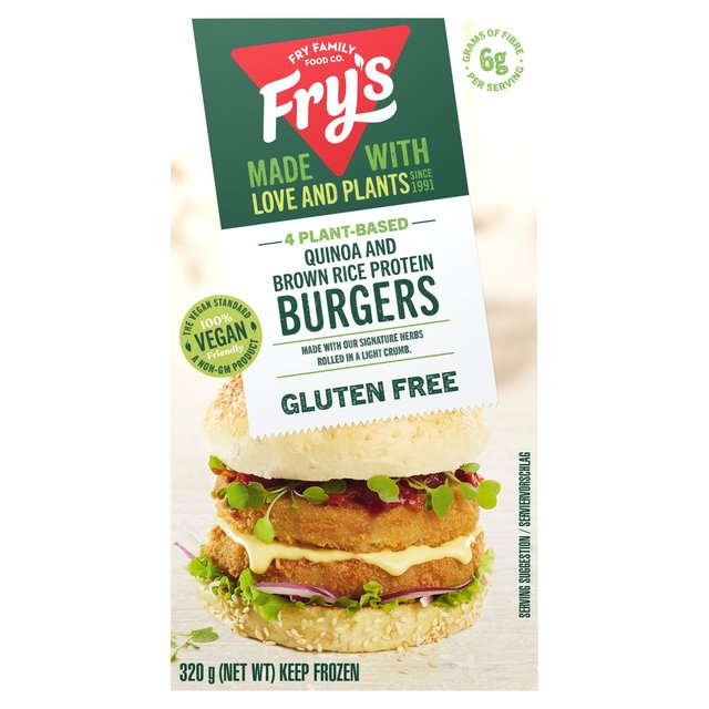 Fry’s Meat Free Quinoa & Brown Rice Protein Burgers, 320g