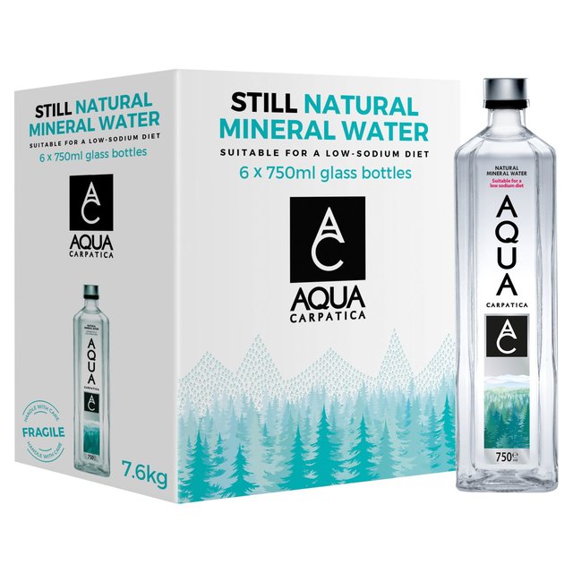 Aqua Carpatica Still Natural Mineral Water Glass Low Sodium & Nitrates, 6 x 750ml