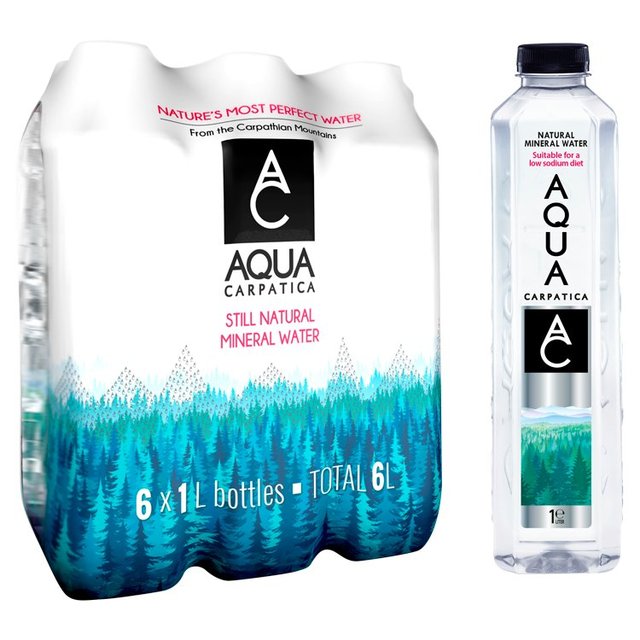 Aqua Carpatica Still Natural Mineral Water Low Sodium & Nitrates, 6 x 1L