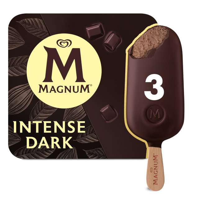 Magnum Intense Dark Chocolate Ice Cream, 3 x 100ml