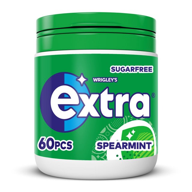 Wrigley’s Extra Extra Spearmint Sugarfree Chewing Gum Bottle, 60 Per Pack