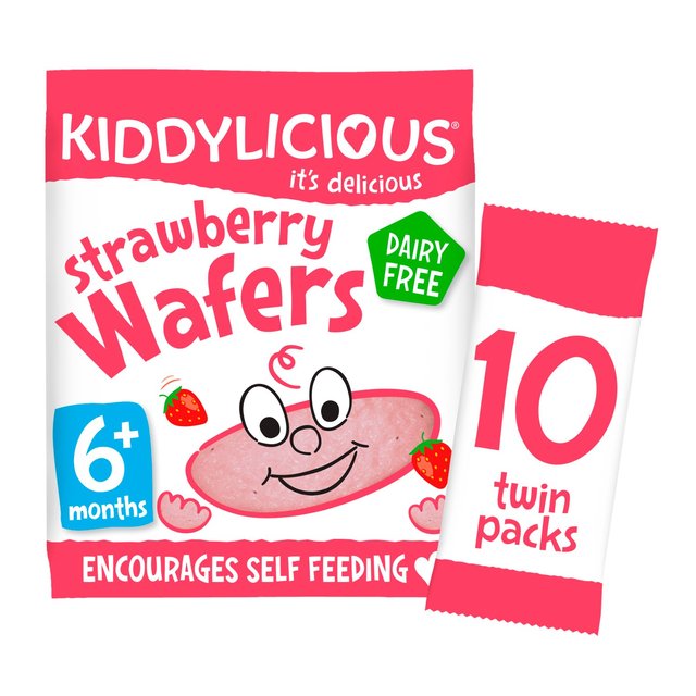 Kiddylicious Wafers, Strawberry, Baby Snack, 6months+, Multipack, 10 x 4g