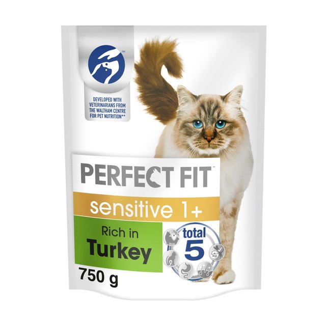 Perfect Fit Advanced Nutrition Sensitive Complete Dry Cat Food Turkey, 750g