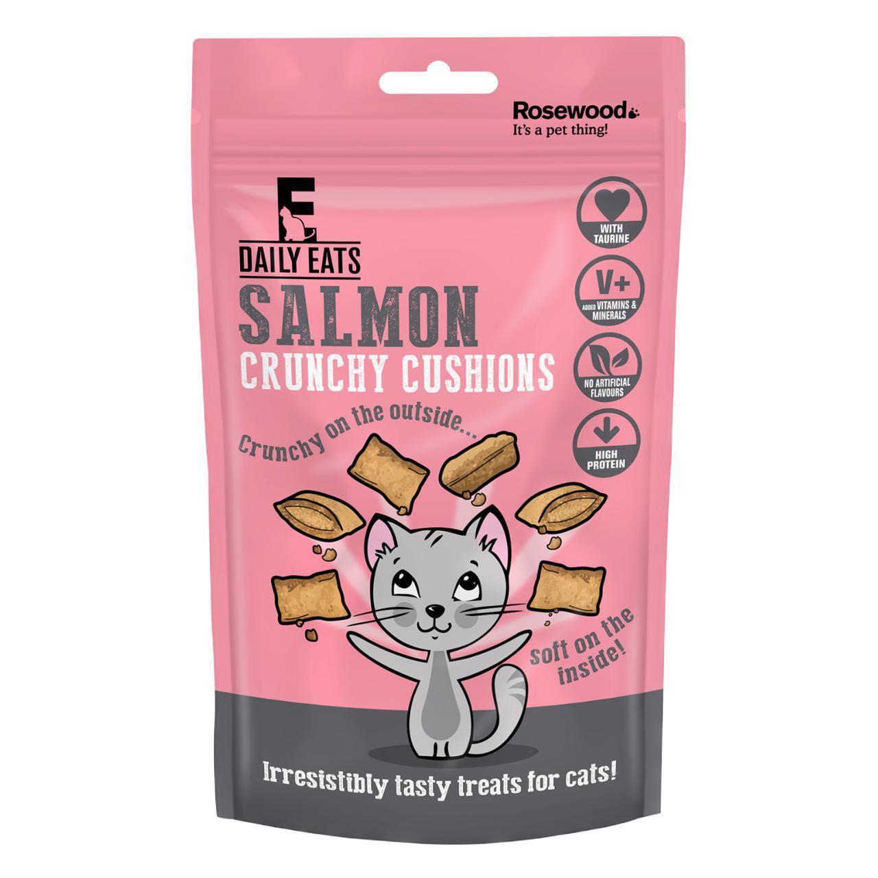 An image of Rosewood Leaps & Bounds Crunchy Salmon Cushions for Cats