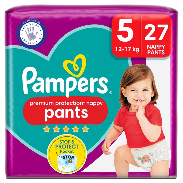 Pampers Premium Protection Nappy Pants, Size 5 (12-17kg) Essential Pack |  Ocado