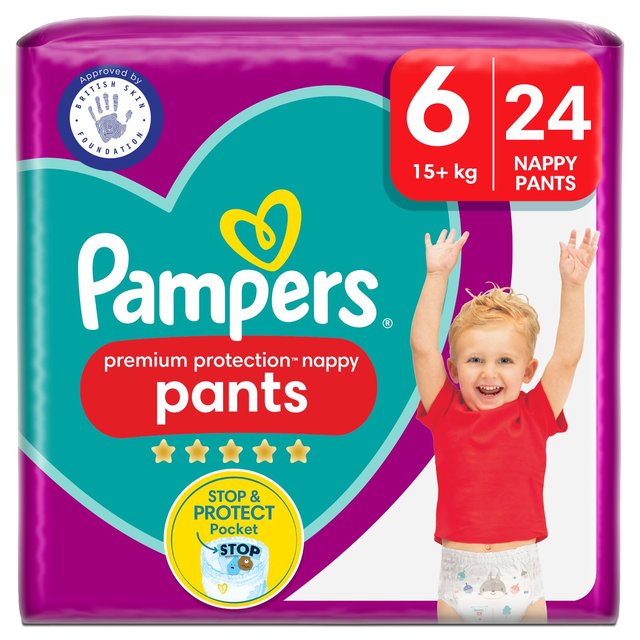 Pampers Premium Protection Nappy Pants, Size 6 (15kg+) Essential
