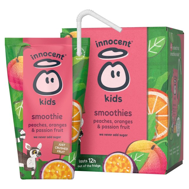 Innocent Kids Peaches & Passion Fruit Smoothies, 4 x 150ml