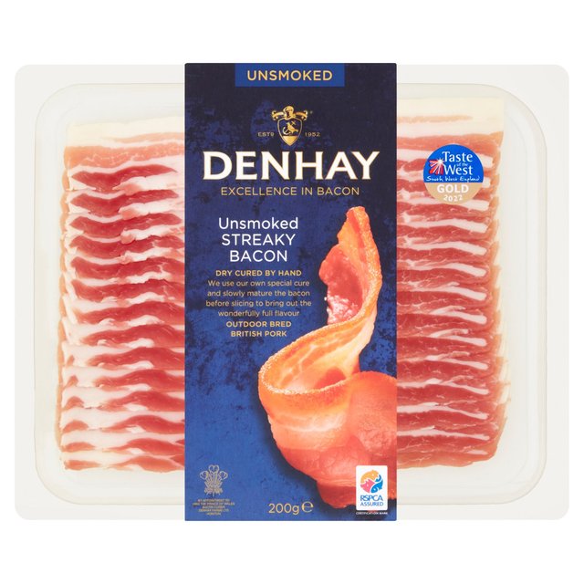 Denhay Dry Cured Unsmoked Streaky Bacon, 200g