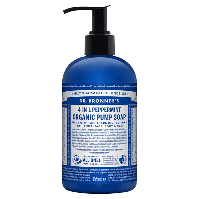 Dr. Bronner’s Sugar Peppermint Organic Multi-Purpose Pump Liquid Soap, 355ml