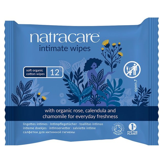 Natracare Organic Intimate Wipes, 12 Per Pack