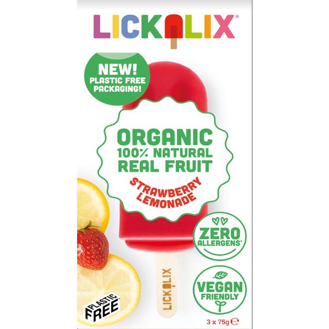 Lickalix Organic Strawberry Lemonade Ice Lollies, 3 Per Pack