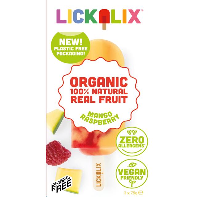 Lickalix Organic Mango Raspberry Swirl Ice Lollies, 3 Per Pack