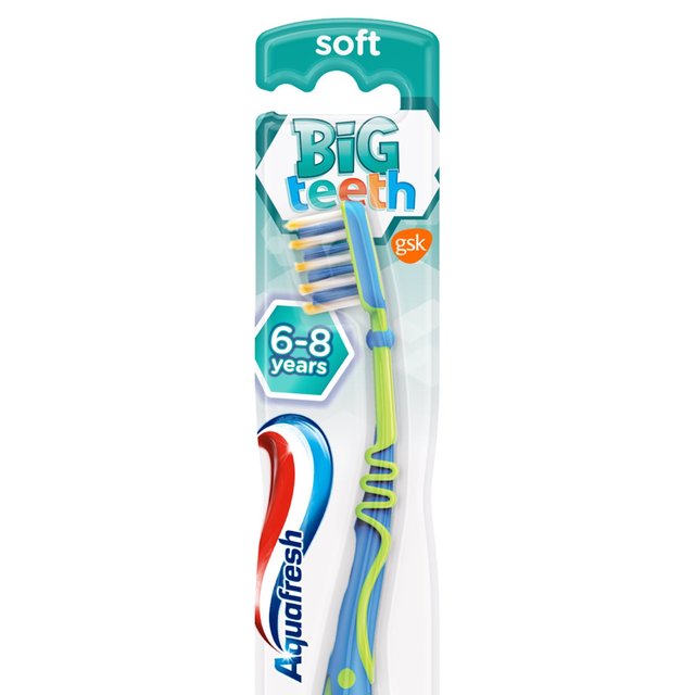Aquafresh Big Teeth Kids Toothbrush Age 6-8 Soft in Plastic-Free Pack, 6-8 Years