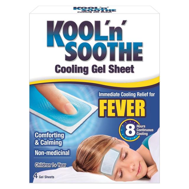 Kool’n’Soothe Fever Cooling Gel Sheet, 4 Per Pack