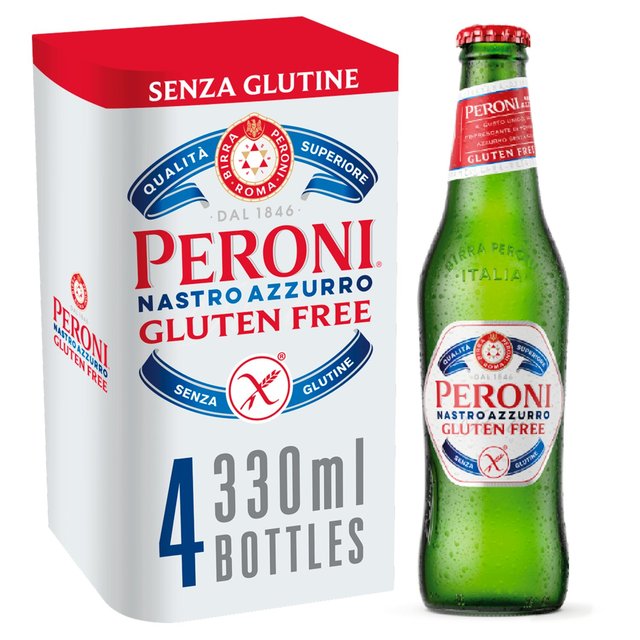 Peroni Nastro Azzurro Gluten Free Beer Lager Bottles, 4 x 330ml