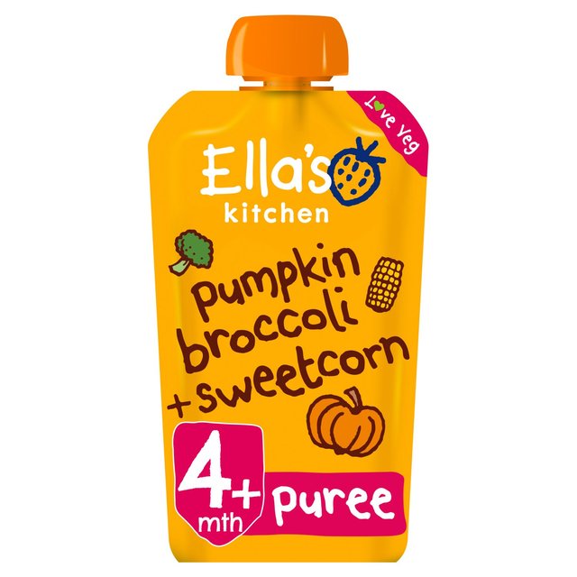 Ella’s Kitchen Pumpkin, Broccoli and Sweetcorn Baby Food Pouch 4+ Months, 120g