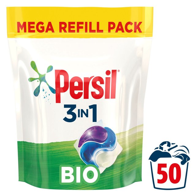 Persil 3 in 1 Laundry Washing Capsules Bio 50 Wash, 50 Per Pack