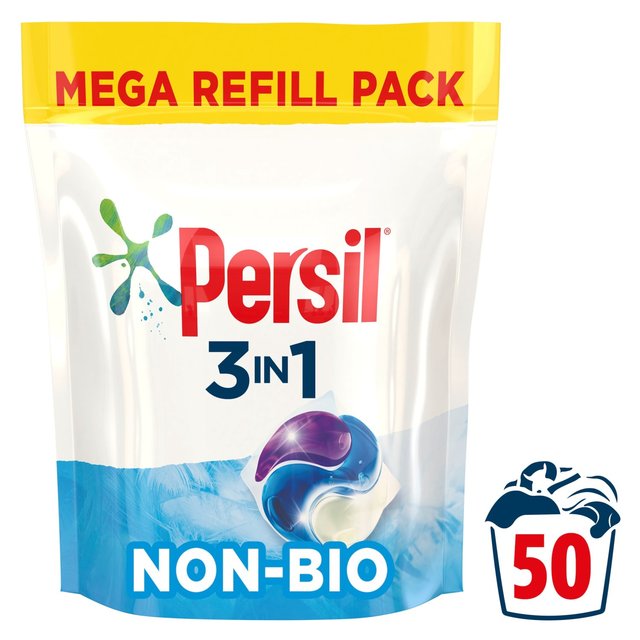 Persil 3 in 1 Laundry Washing Capsules Non Bio 50 Wash, 50 Per Pack
