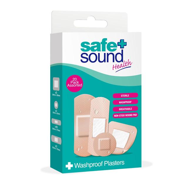 Safe & Sound Washproof Plasters, 20 Per Pack