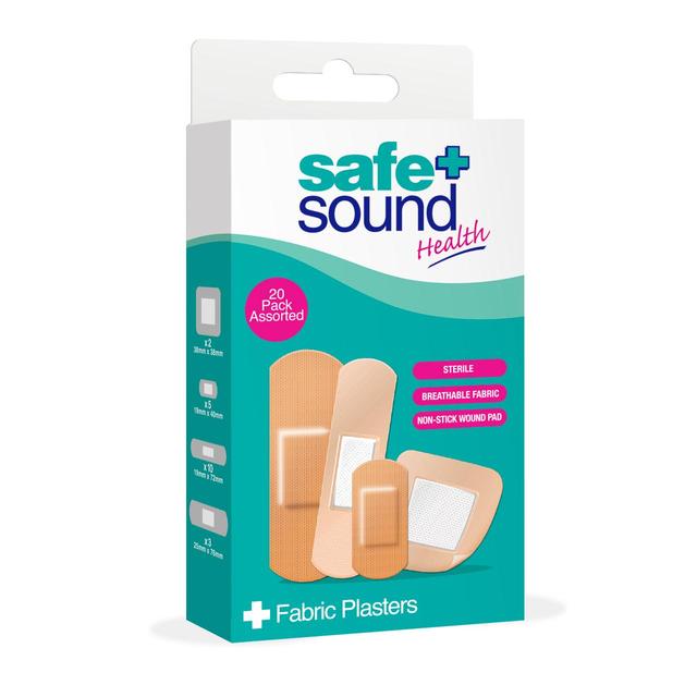 Safe & Sound Assorted Fabric Plasters, 20 Per Pack