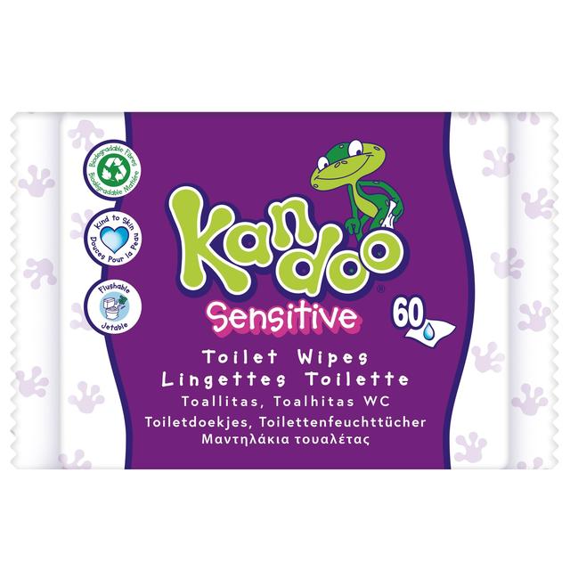 Kandoo Sensitive Flushable Wipes, 60 per Pack