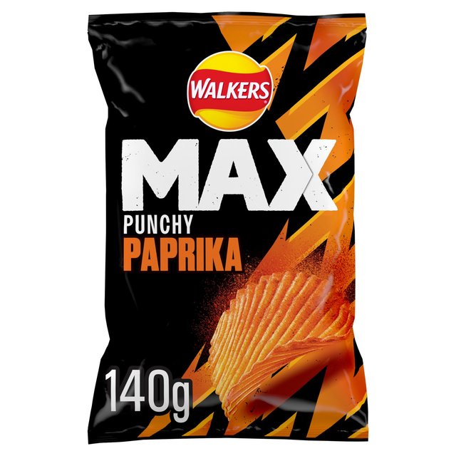 Walkers Max Punchy Paprika Sharing Bag Crisps, 140g