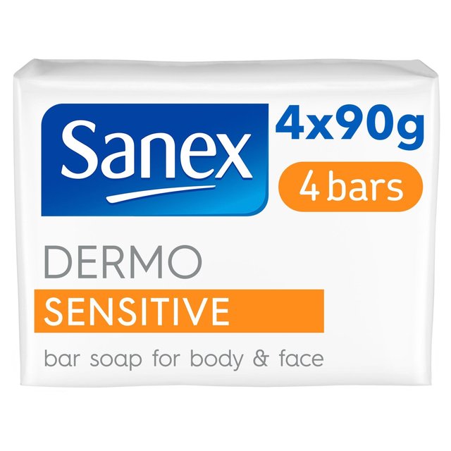 Sanex Sensitive Skin Bar Soap, 4 x 90g
