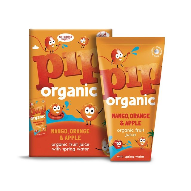 Pip Organic Mango, Orange & Apple Juice With Spring Water Cartons, 4 x 180ml