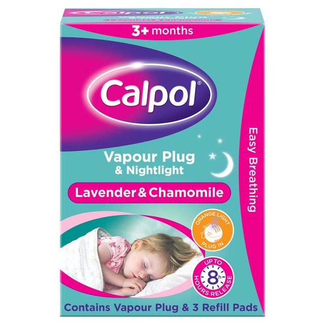 Calpol Vapour Plug & Nightlight + 3 Refill Pads Lavender & Chamomile
