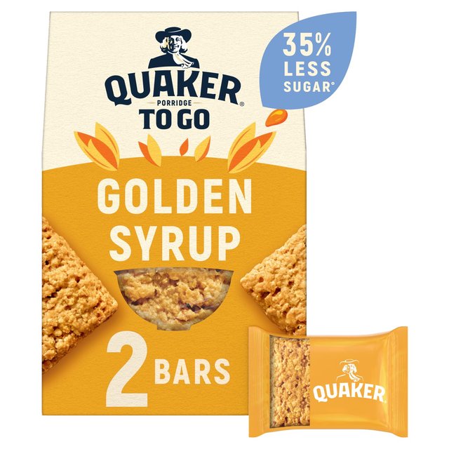 Quaker Porridge To Go Golden Syrup Breakfast Bars, 55gx2