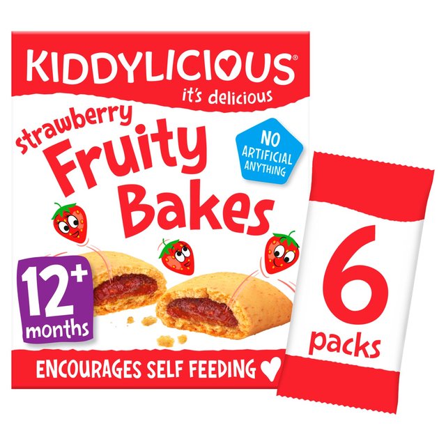 Kiddylicious Strawberry Fruity Bakes, 12 Mths+ Multipack, 6 x 22g