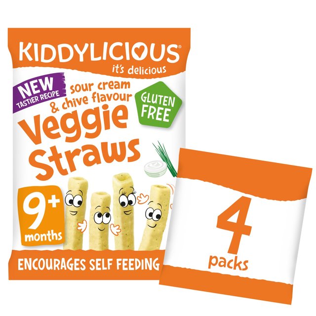 Kiddylicious Sour Cream & Chive Veggie Straws, 9 Mths+, 4 x 12g