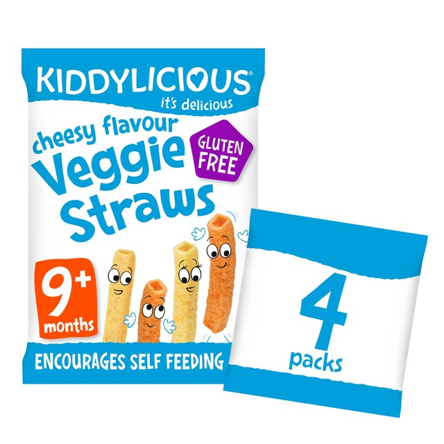Kiddylicious Cheesy Veggie Straws, 9 Mths+ Multipack, 4 x 12g