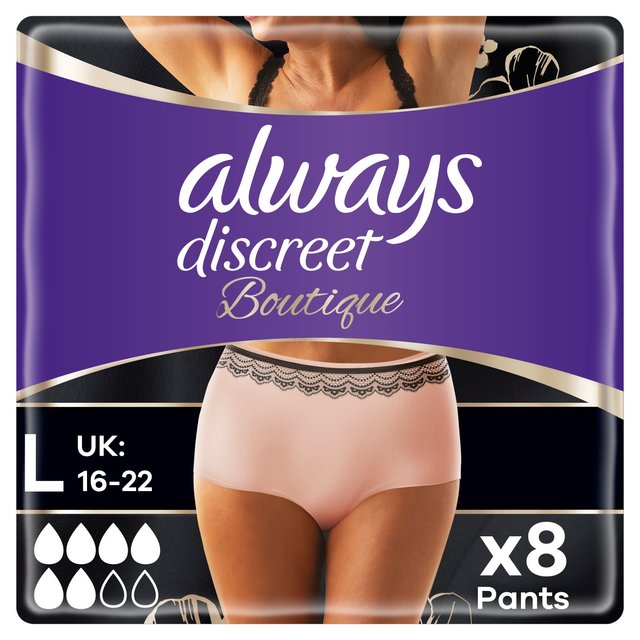 Always Discreet Incontinence Pants Boutique L, 8 per Pack