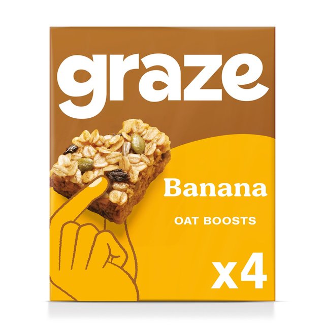 Graze Vegan Banana Snack Bars Wholegrain Oats, 4 per Pack