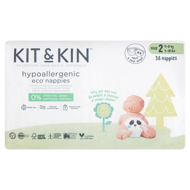 Kit & Kin Eco Nappies, Size 2, 4-8kg