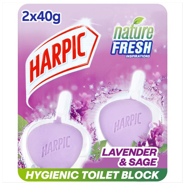 Harpic Active Fresh 6 Rim Block Lavender Toilet Cleaner, 2 x 40g