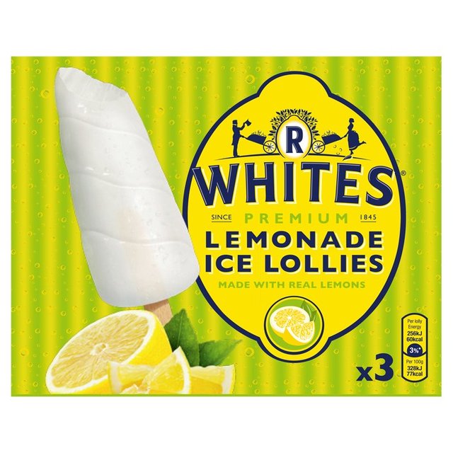 R Whites Premium Lemonade Ice Lollies, 3 x 75ml