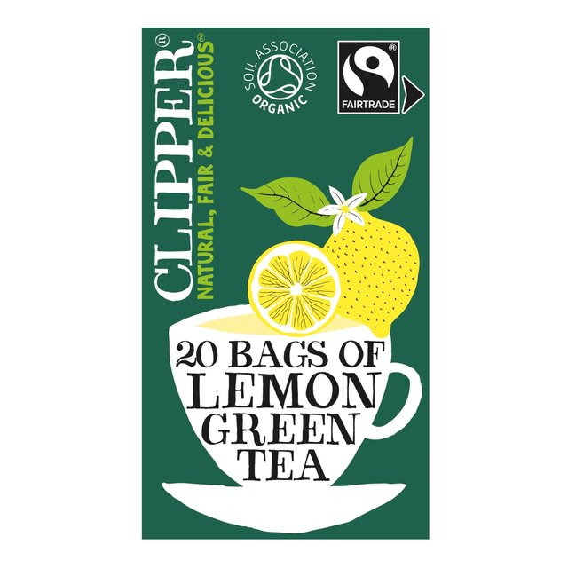 Clipper Organic Fairtrade Green Tea Bags With Lemon, 20 Per Pack