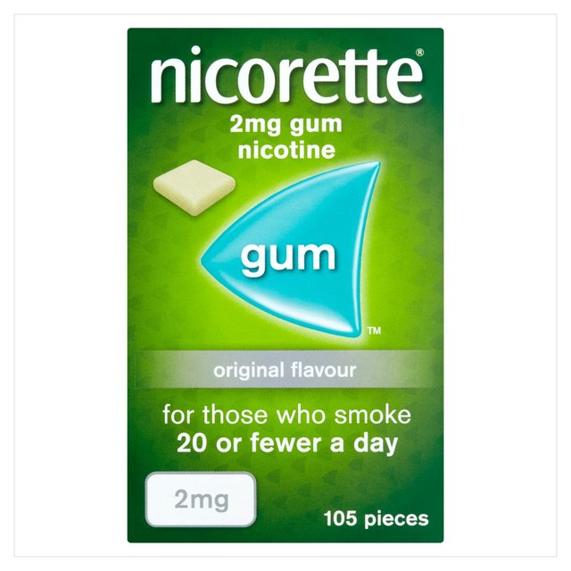Nicorette Original Gum, 2 mg, 105 Pieces, Stop Smoking Aid, 105 Per Pack
