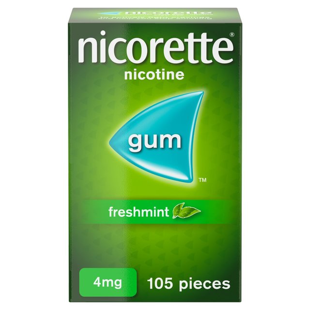 Nicorette Fresh Mint Chewing Gum, 4 mg, 105 Pieces, Stop Smoking Aid, 105 Per Pack